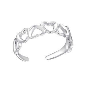 Sterling Silver Adjustable Open Heart Toe Ring 15mm